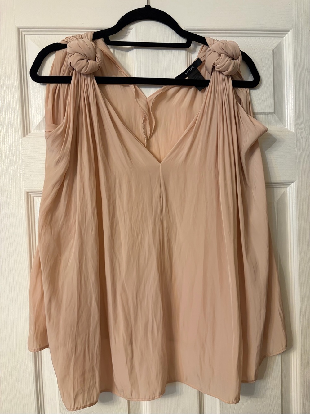 Smythe Blush Knot-Shoulder V-Neck Camisole
